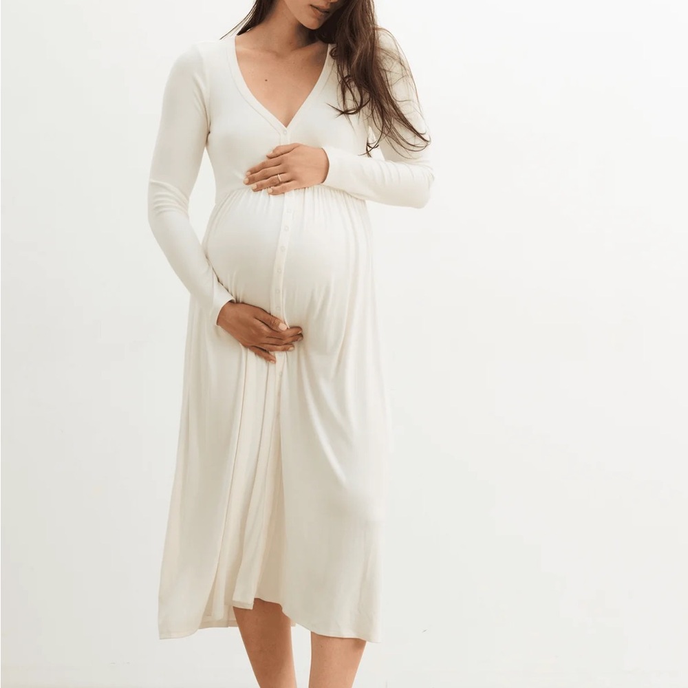 HATCH The Softest Rib Nursing Dress - Size 3 / XL - Ivory